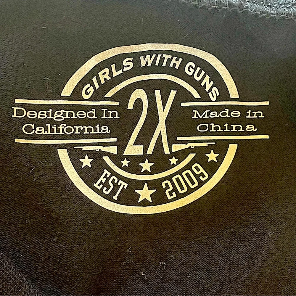 NWT Girls with Guns Black & Pink Long Sleeve V- Neck Tee Plus Size 2XL - Picture 11 of 11